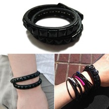 Black Stud Leather Bracelet