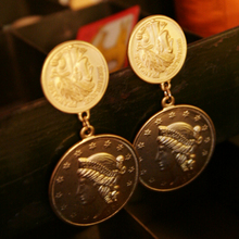 Coins matt gold Earring